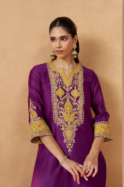 ADEELA DEEP PURPLE KURTA WITH SALWAR AND DUPATTA