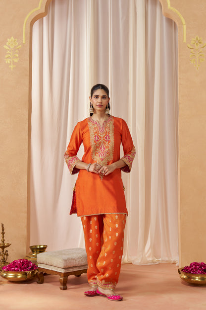 ADEELA BURNT ORANGE KURTA WITH SALWAR AND DUPATTA