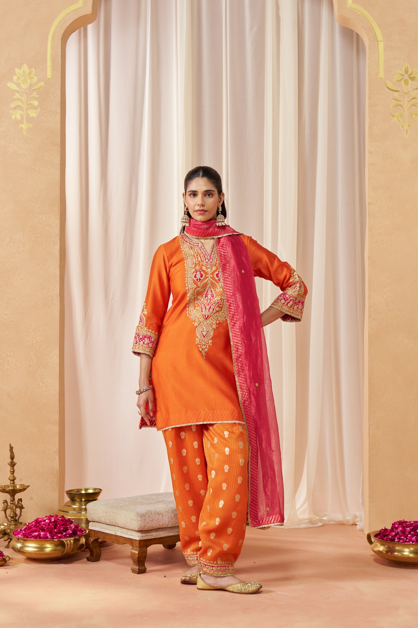 ADEELA BURNT ORANGE KURTA WITH SALWAR AND DUPATTA