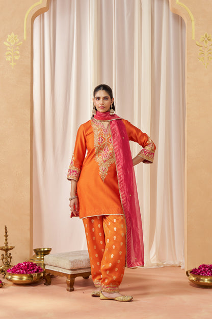 ADEELA BURNT ORANGE KURTA WITH SALWAR AND DUPATTA