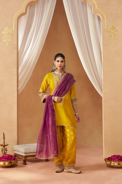 ADEELA MUSTARD KURTA WITH SALWAR AND DUPATTA