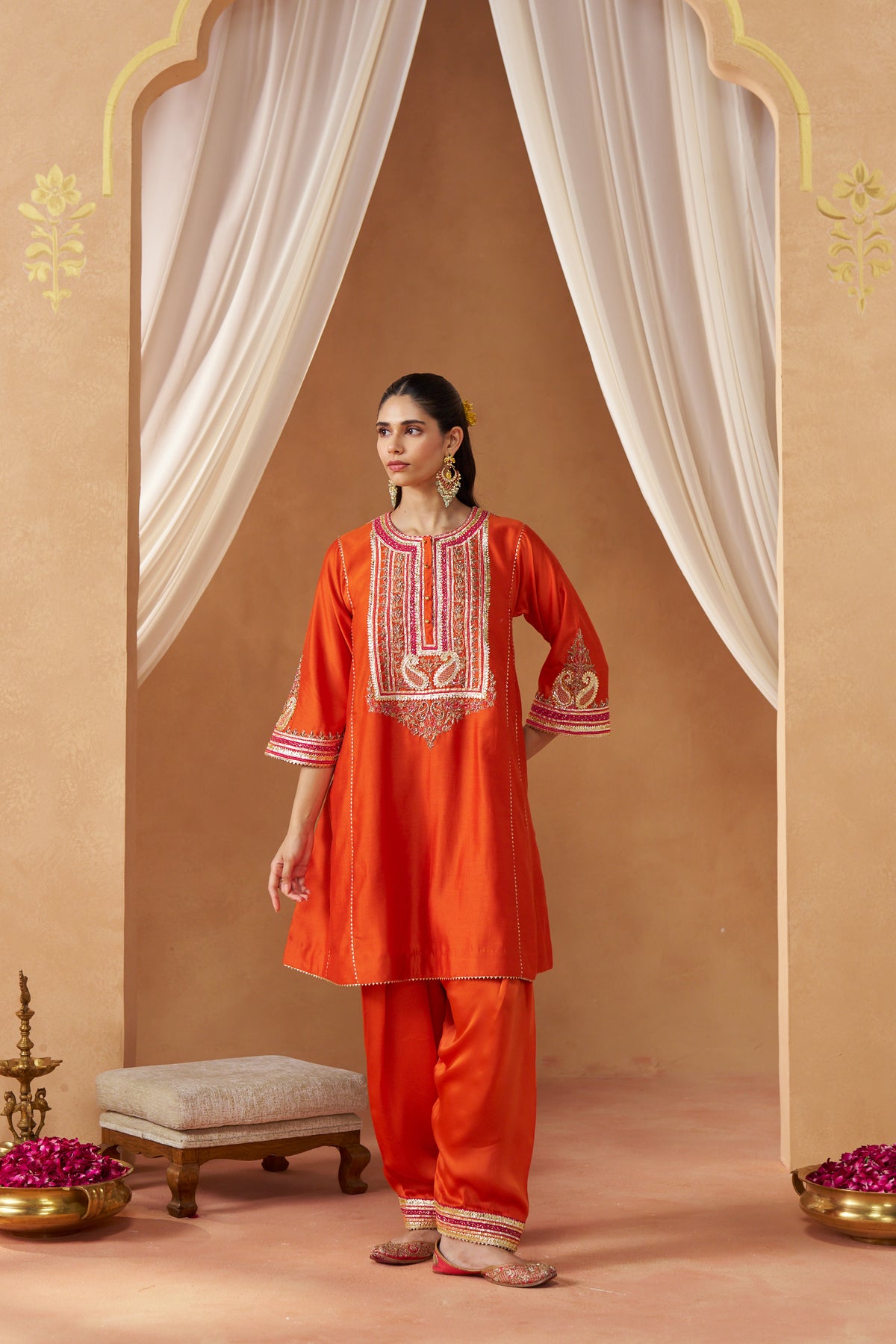 DANEEN BURNT ORANGE CHAUGA WITH SALWAR AND DUPATTA