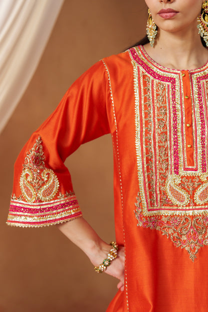 DANEEN BURNT ORANGE CHAUGA WITH SALWAR AND DUPATTA