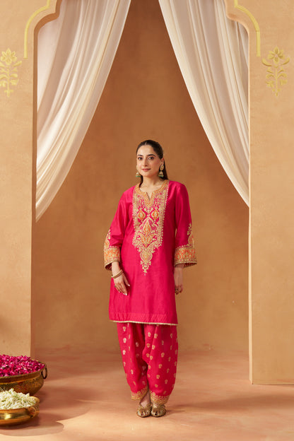 ADEELA HOTPINK KURTA WITH SALWAR AND DUPATTA