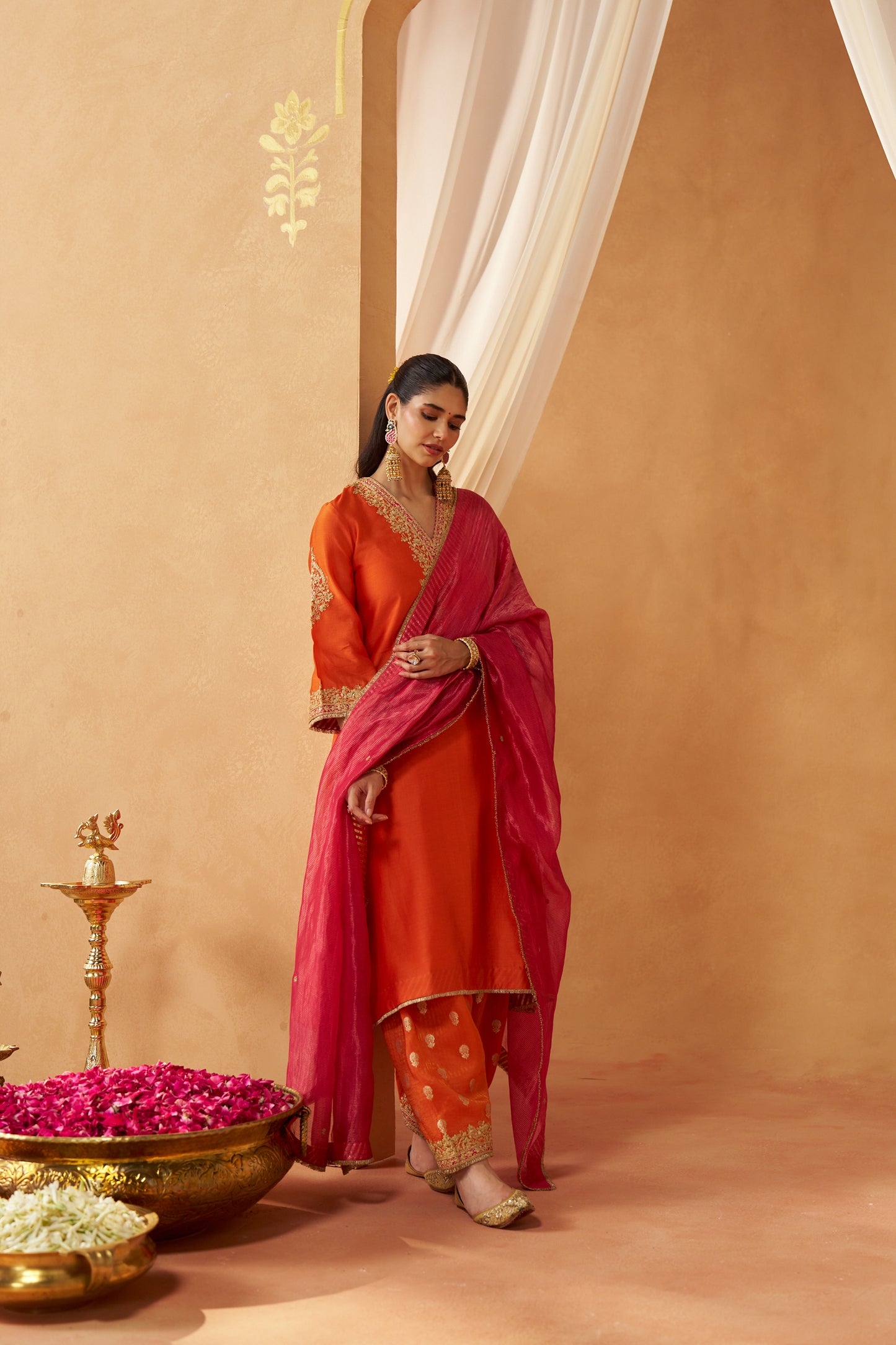 LIANA BURNT  CHAUGA WITH SALWAR AND DUPATTA