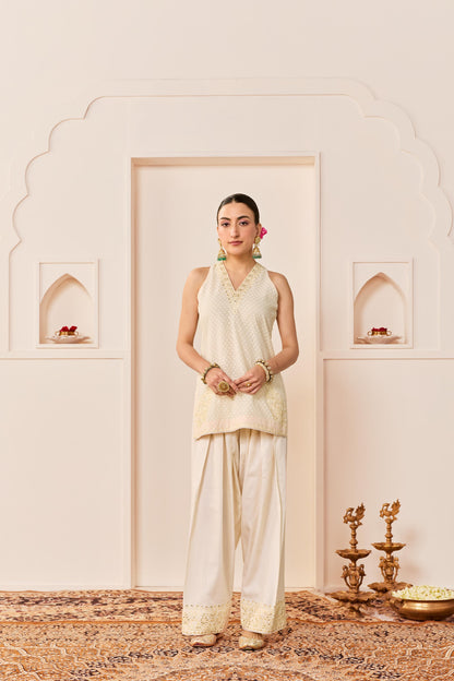 MIRAL - DAISY IVORY SHORT KURTA WITH FARSI SALWAR AND DUPATTA