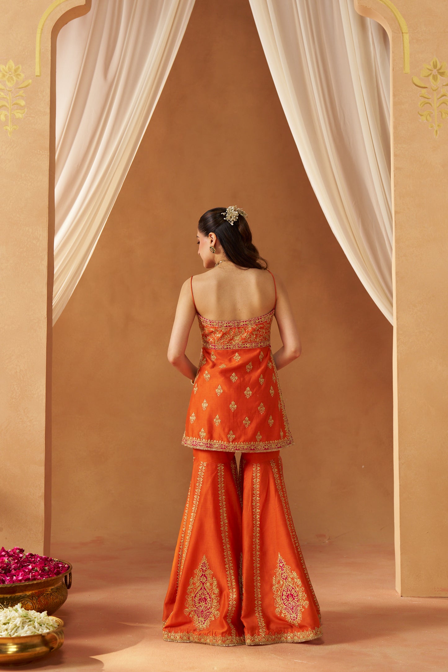 NAJMA BURNT ORANGE KURTA WITH GARARA AND DUPATTA