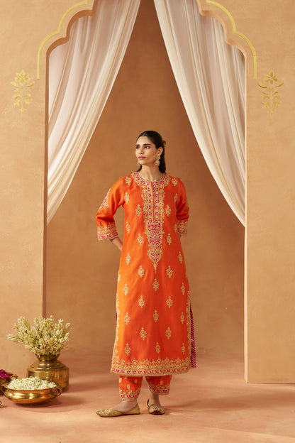 MUBINA BURNT ORANGE KURTA WITH SALWAR AND DUPATTA