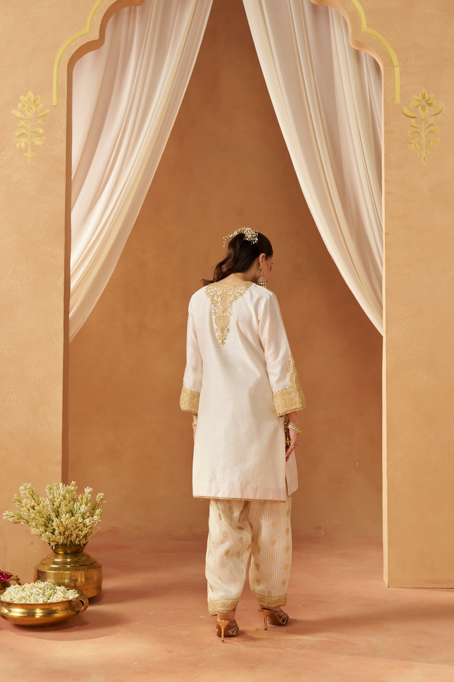 ADEELA DAISY IVORY KURTA WITH SALWAR AND DUPATTA