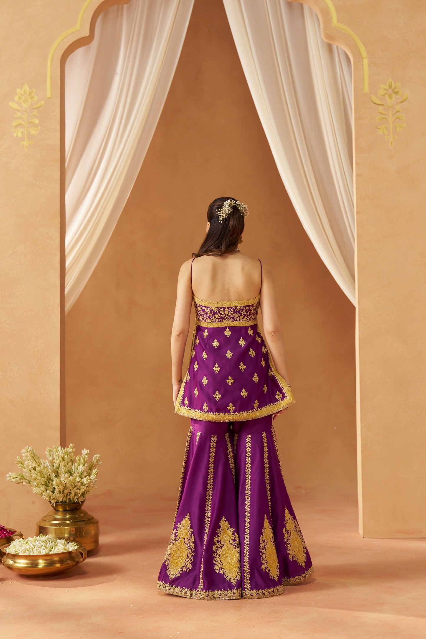 NAJMA DEEP PURPLE KURTA WITH GARARA AND DUPATTA