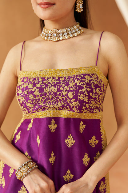 NAJMA DEEP PURPLE KURTA WITH GARARA AND DUPATTA
