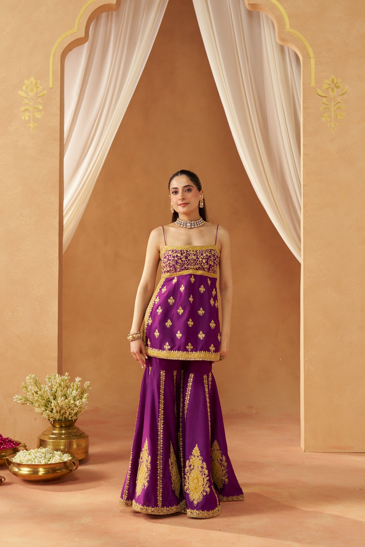 NAJMA DEEP PURPLE KURTA WITH GARARA AND DUPATTA