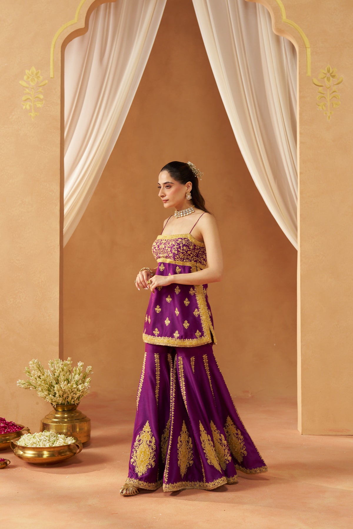 NAJMA DEEP PURPLE KURTA WITH GARARA AND DUPATTA