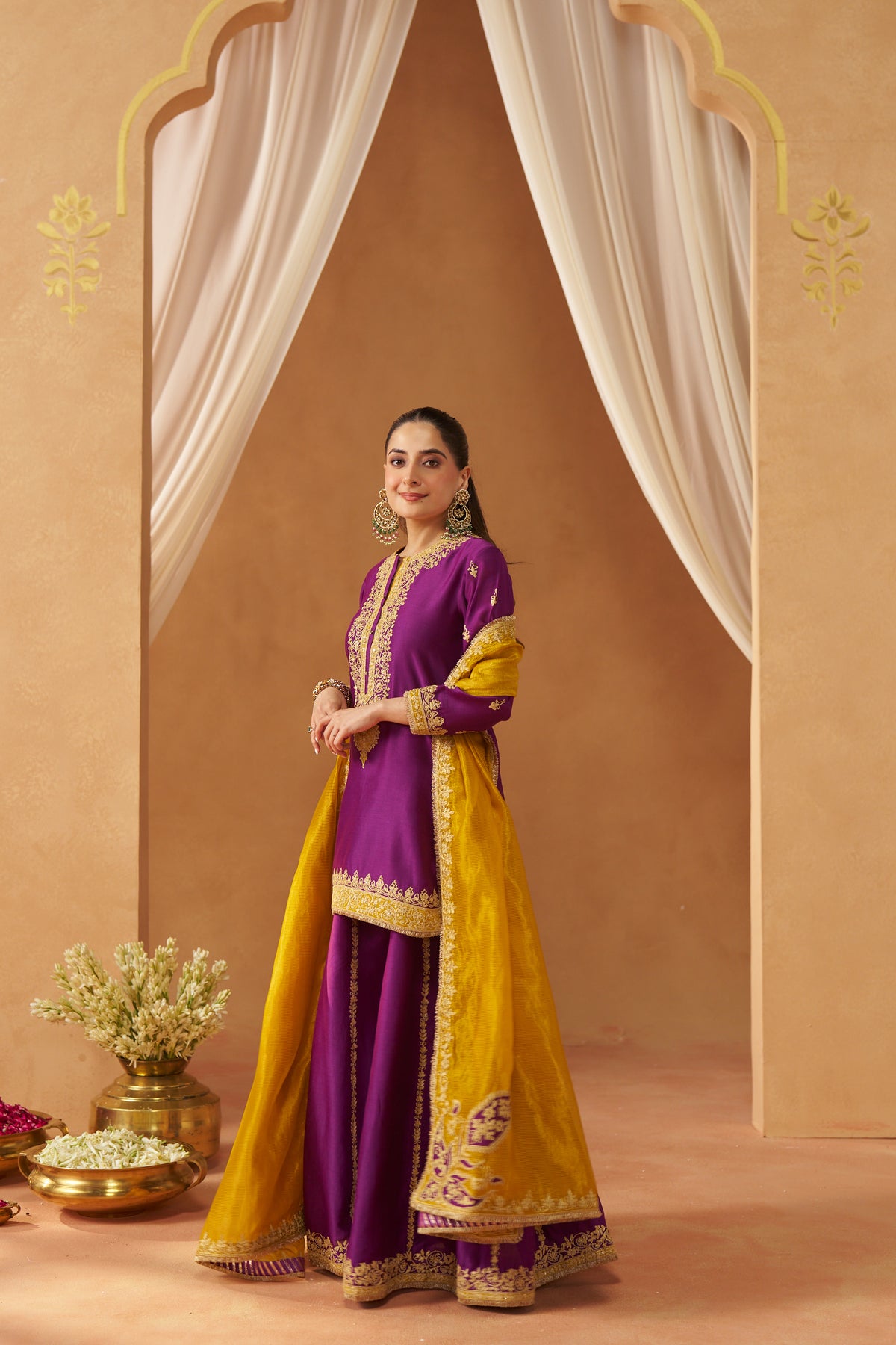 FADIYA DEEP PURPLE KURTA WITH SHARARA AND DUPATTA