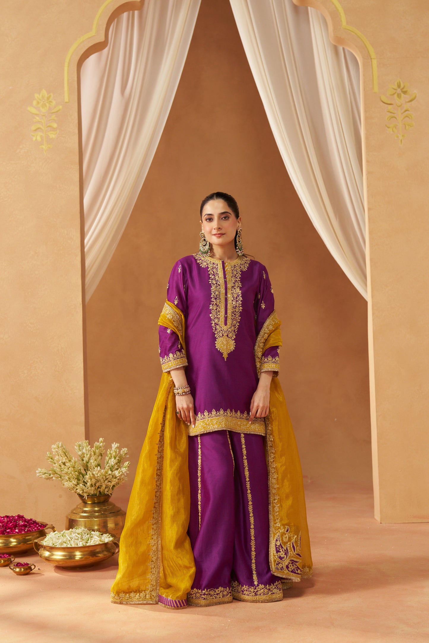 FADIYA DEEP PURPLE KURTA WITH SHARARA AND DUPATTA