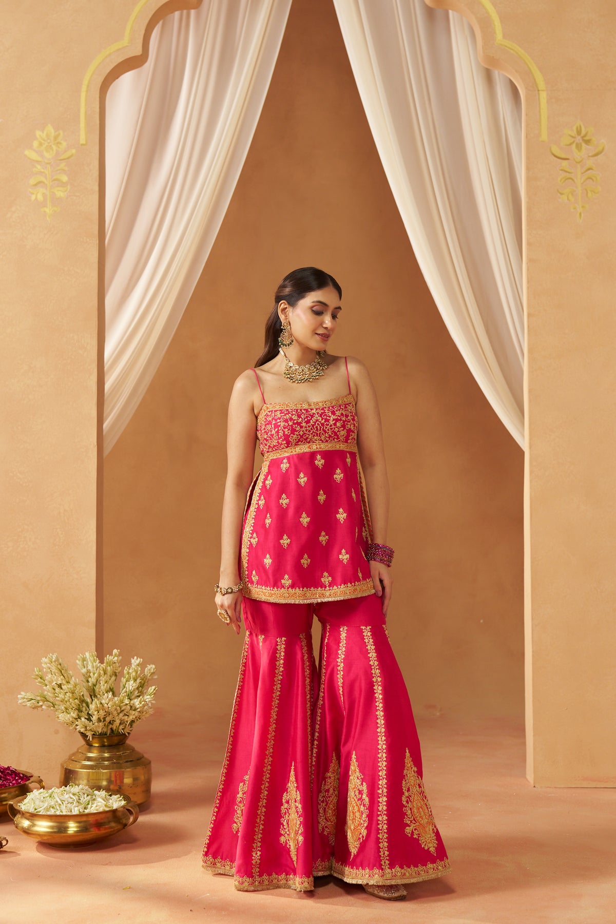 NAJMA HOTPINK KURTA WITH GARARA AND DUPATTA