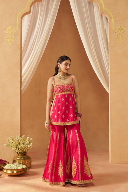 NAJMA HOTPINK KURTA WITH GARARA AND DUPATTA