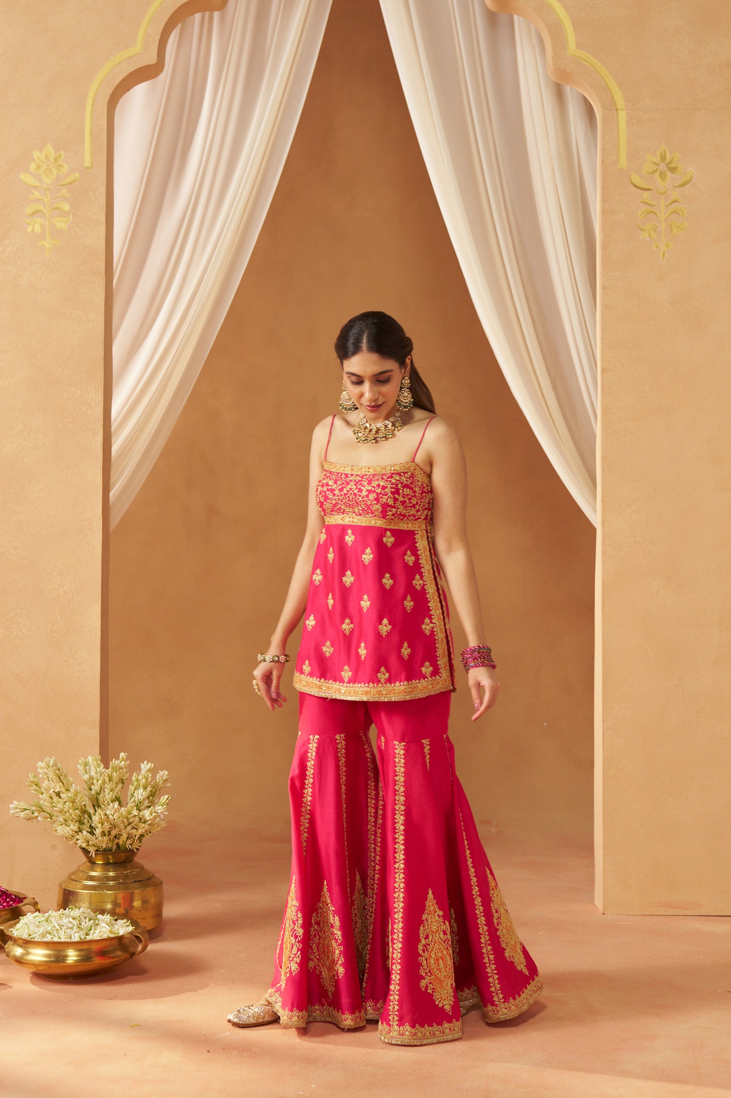 NAJMA HOTPINK KURTA WITH GARARA AND DUPATTA