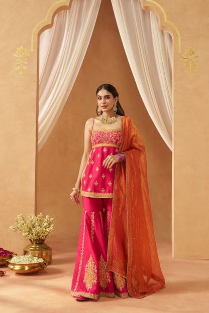 NAJMA HOTPINK KURTA WITH GARARA AND DUPATTA