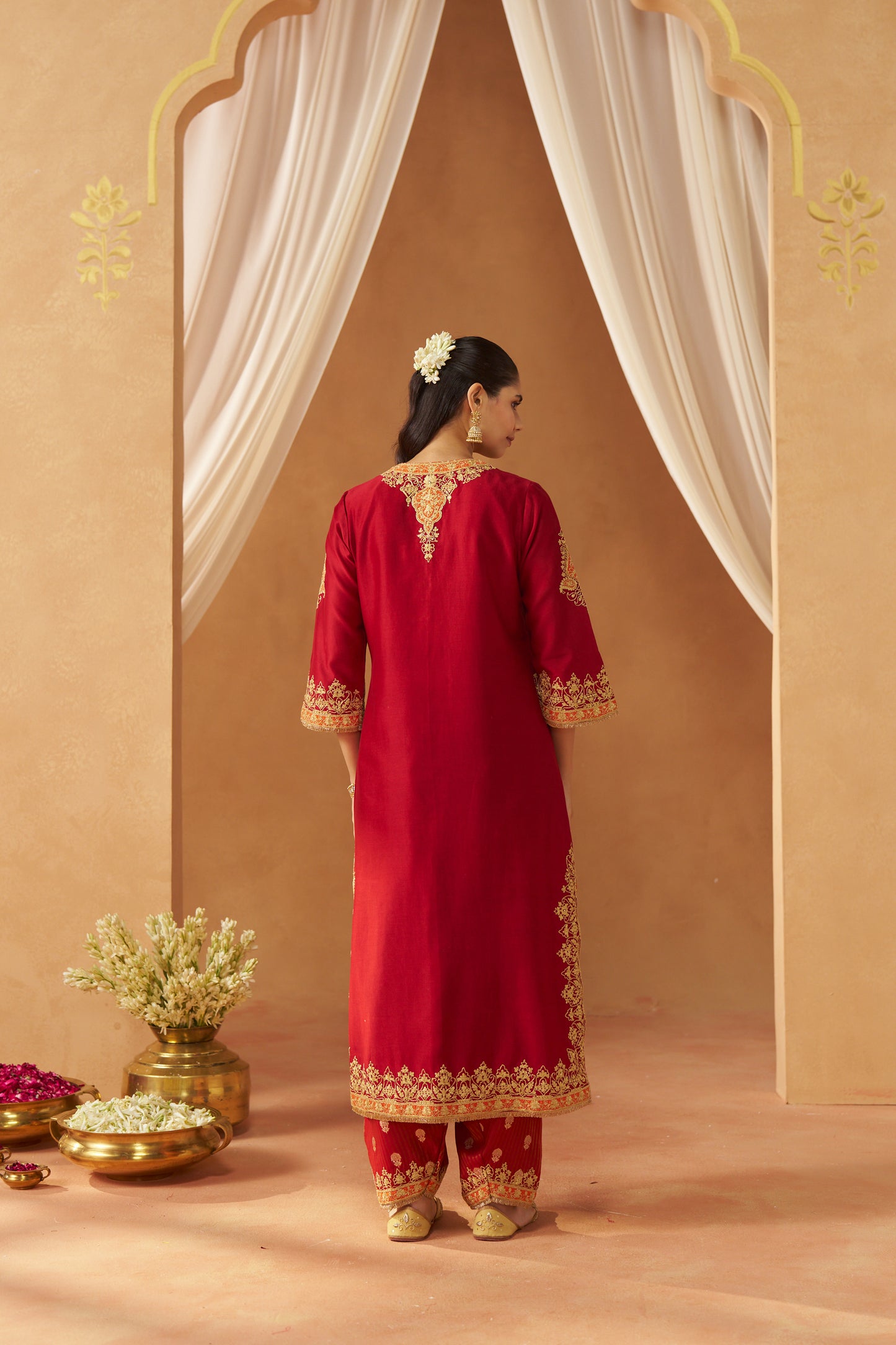 MUBINA DEEP RED KURTA WITH SALWAR AND DUPATTA