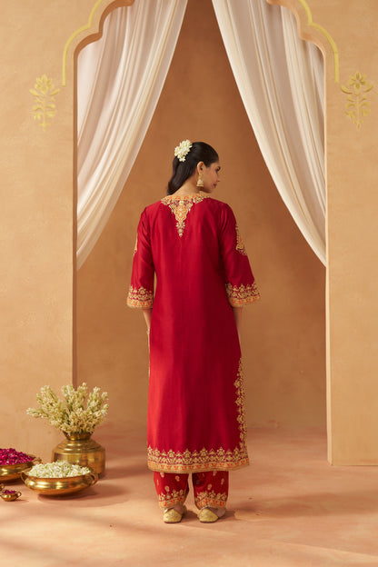 MUBINA DEEP RED KURTA WITH SALWAR AND DUPATTA