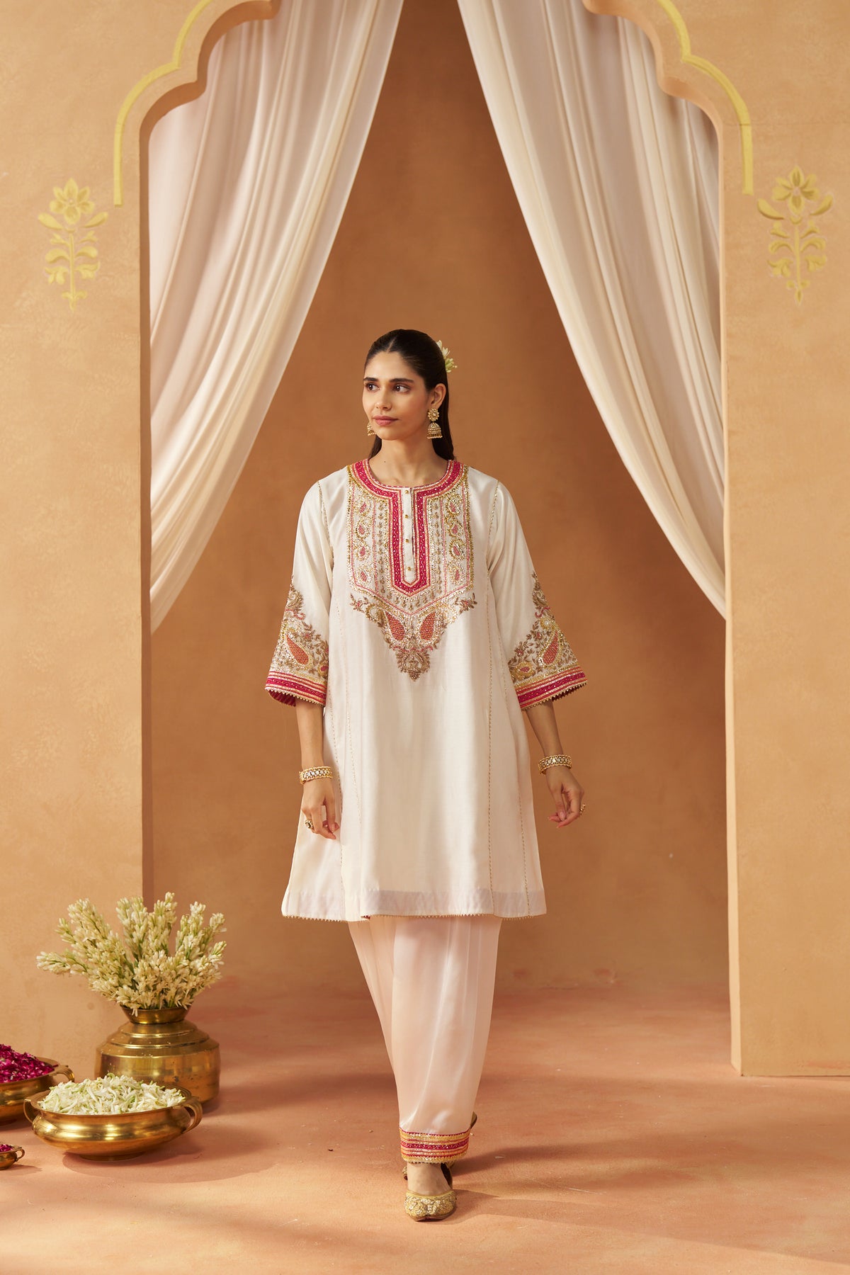 ZIMAL DAISY IVORY CHAUGA WITH SALWAR AND DUPATTA
