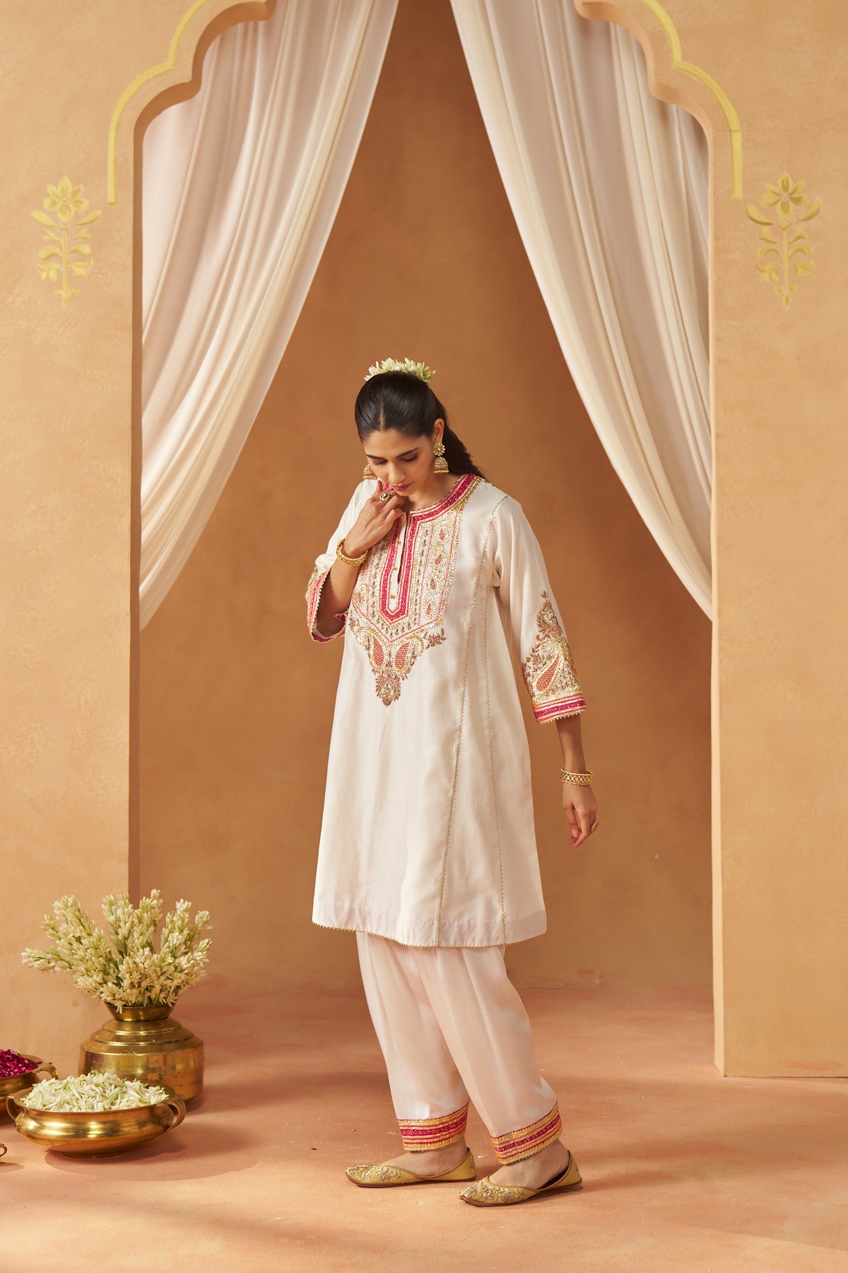 ZIMAL DAISY IVORY CHAUGA WITH SALWAR AND DUPATTA