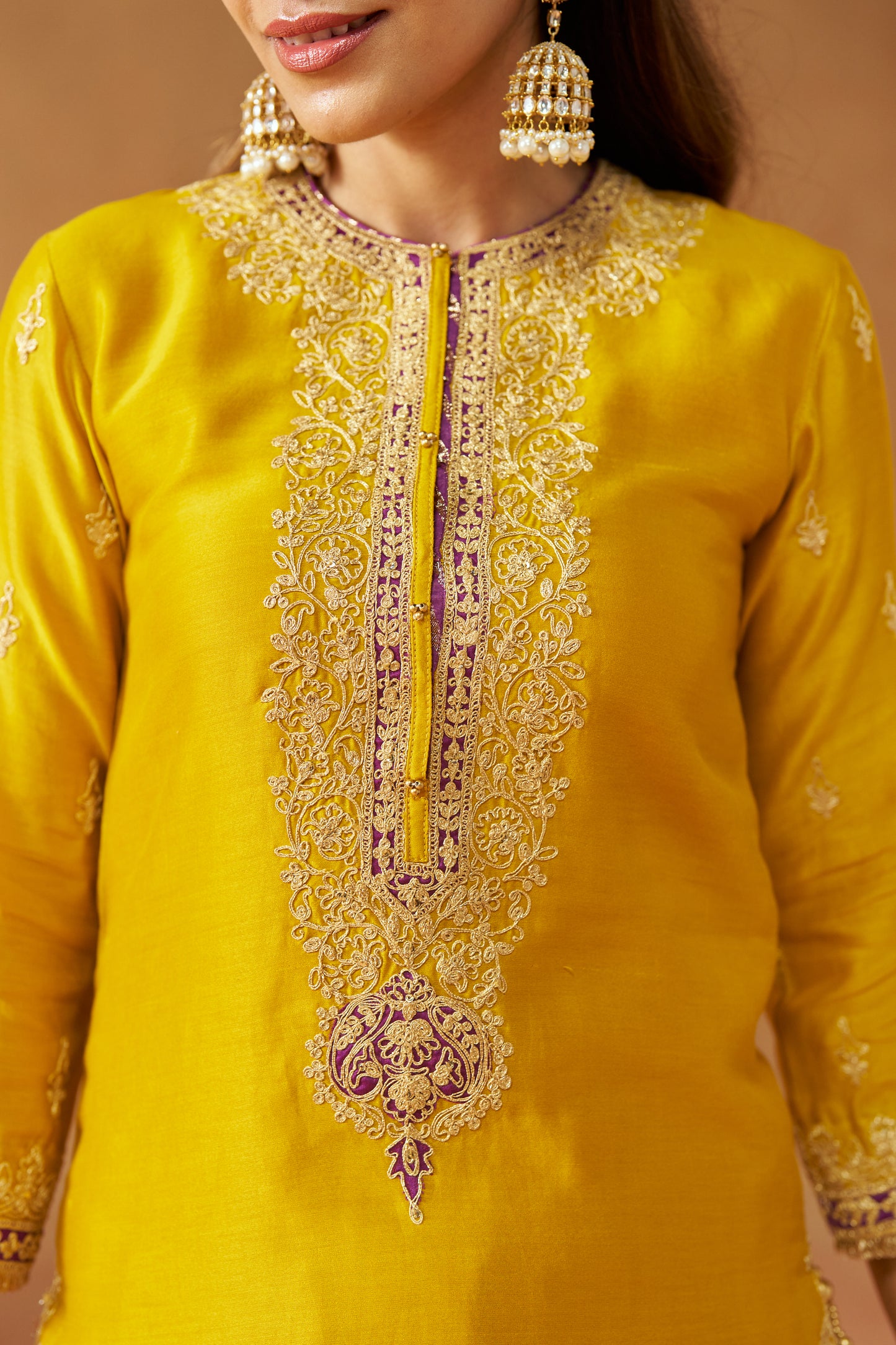 FADIYA MUSTARD KURTA WITH SHARARA AND DUPATTA
