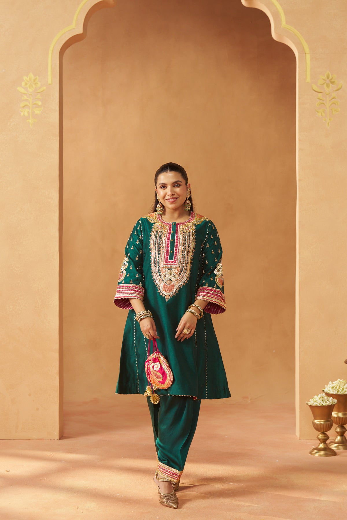 RIVA EMERALD GREEN CHAUGA WITH SALWAR AND DUPATTA