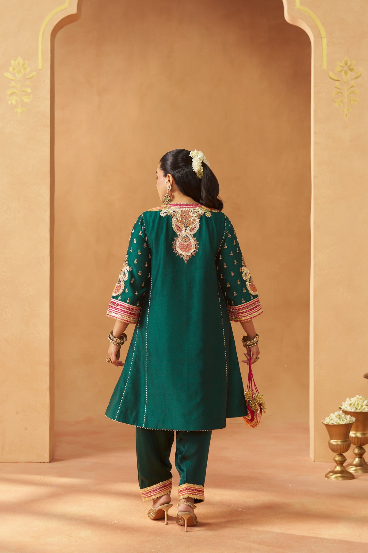 RIVA EMERALD GREEN CHAUGA WITH SALWAR AND DUPATTA