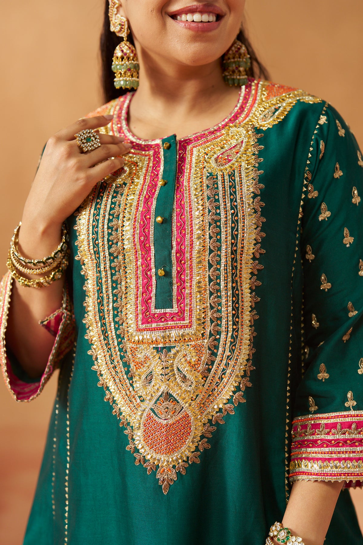 RIVA EMERALD GREEN CHAUGA WITH SALWAR AND DUPATTA