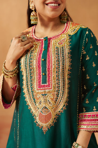RIVA EMERALD GREEN CHAUGA WITH SALWAR AND DUPATTA