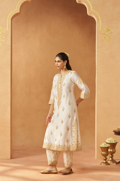 MUBINA DAISY IVORY KURTA WITH SALWAR AND DUPATTA