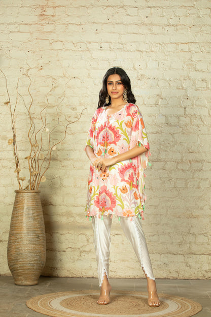 SIM BIG LOTUS IVORY SHORT KAFTAN & DHOTI