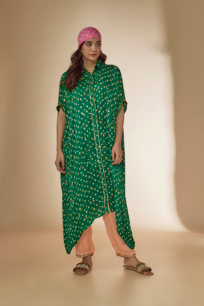 GREEN KAFTAN KURTA SET