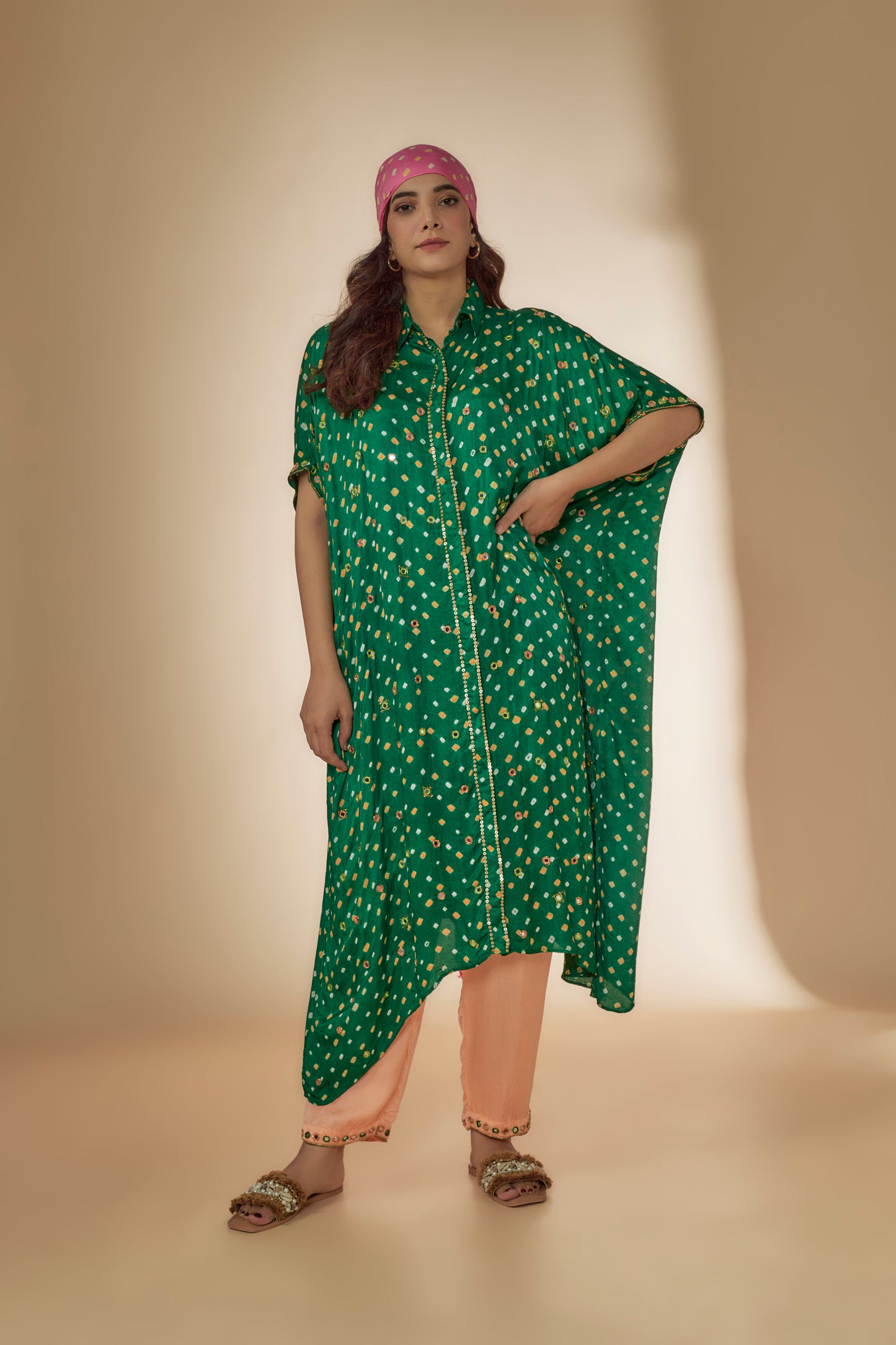 GREEN KAFTAN KURTA SET