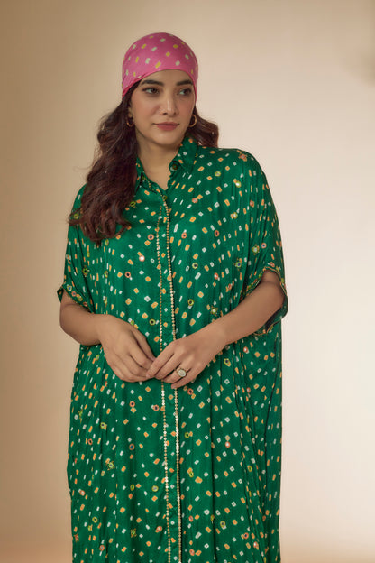 GREEN KAFTAN KURTA SET