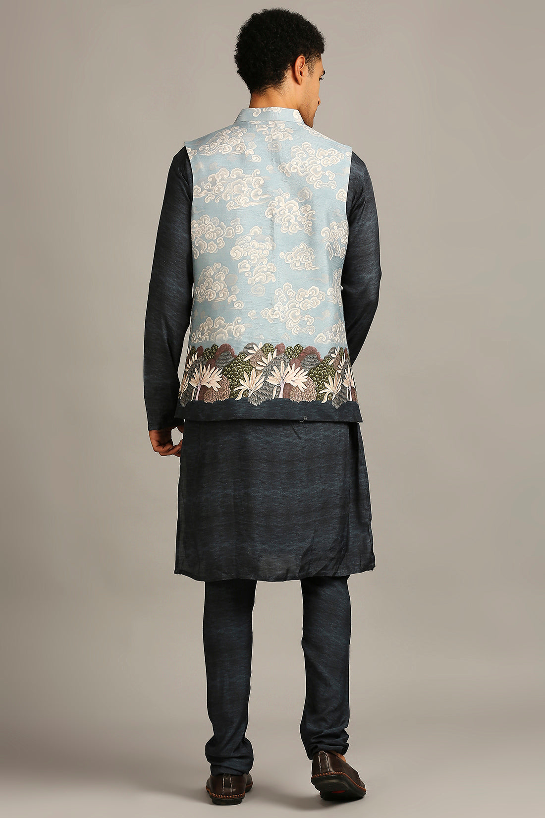 CLOUD PRINTED BUNDI WITH KURTA SET