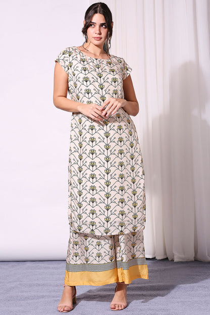 SUMMER FLORAL PRINTED KURTA SET WITH JACKET