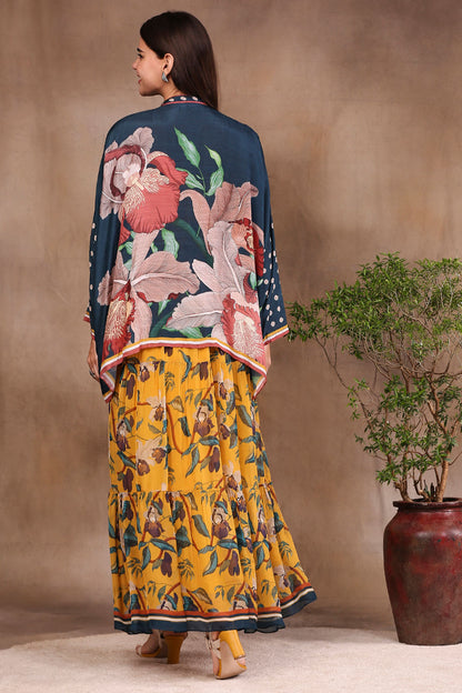 ORCHID BLOOM PRINTED LONG DRESS WITH JACKET