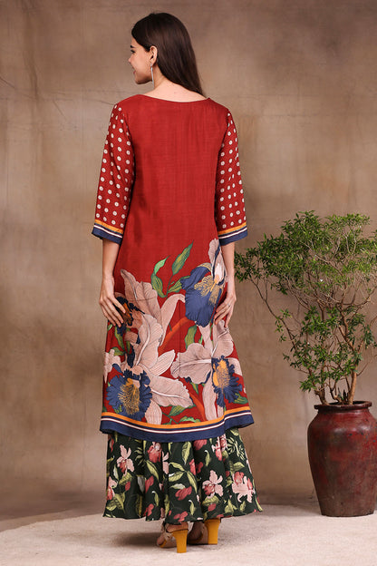 ORCHID BLOOM PRINTED KURTA WITH DRAPED PANTS