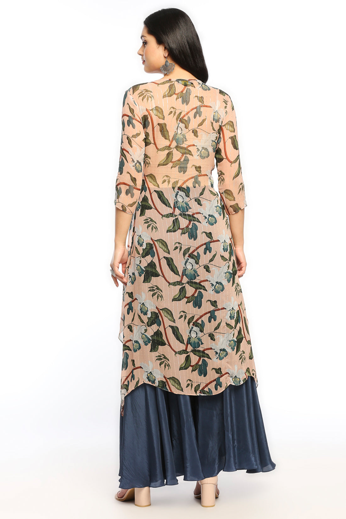 ORCHID BLOOM PRINTED ASYMMETRICAL KURTA WITH FLARED PANT