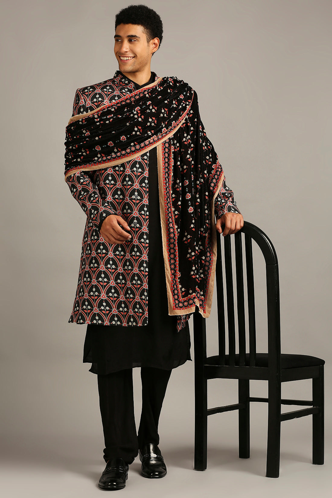 ETHNIC FOLKLORE PRINTED SHERWANI SET