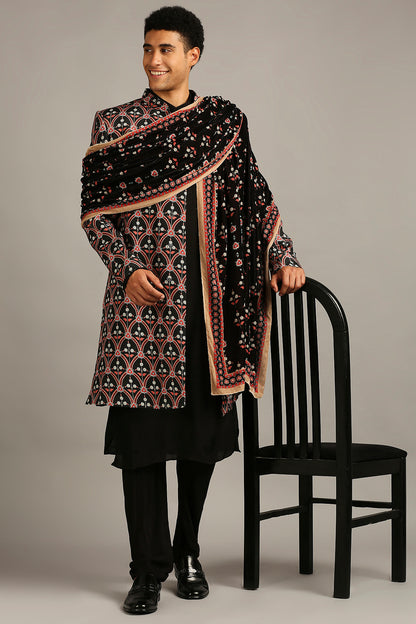 ETHNIC FOLKLORE PRINTED SHERWANI SET