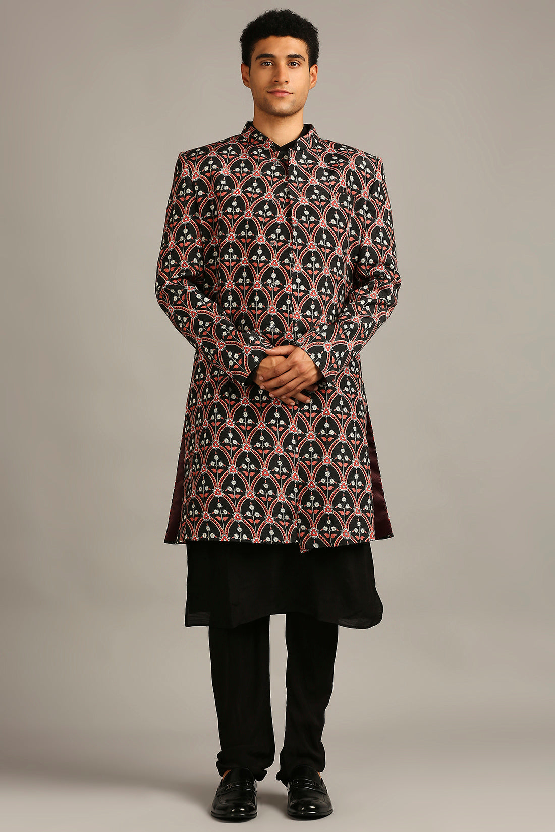 ETHNIC FOLKLORE PRINTED SHERWANI SET
