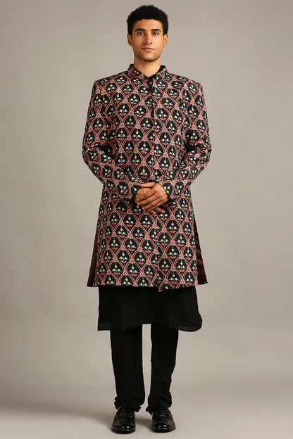 ETHNIC FOLKLORE PRINTED SHERWANI SET