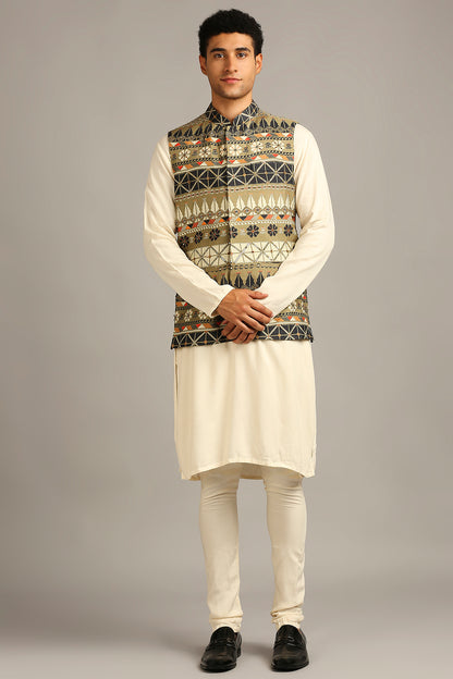 TIRAZ PRINTED BUNDI WITH KURTA SET