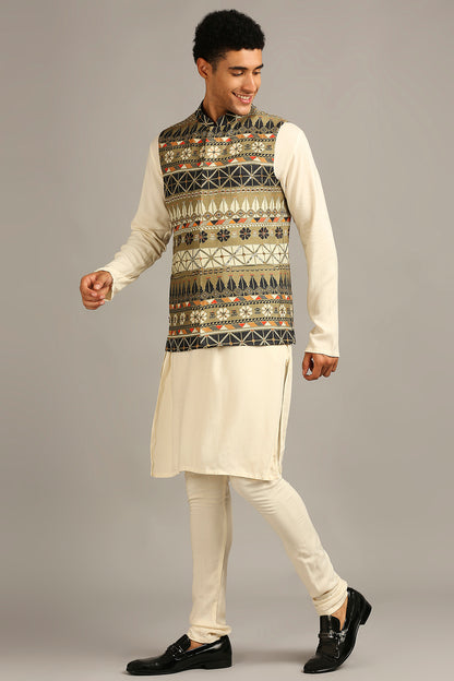 TIRAZ PRINTED BUNDI WITH KURTA SET