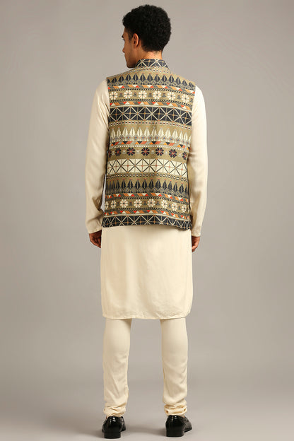 TIRAZ PRINTED BUNDI WITH KURTA SET