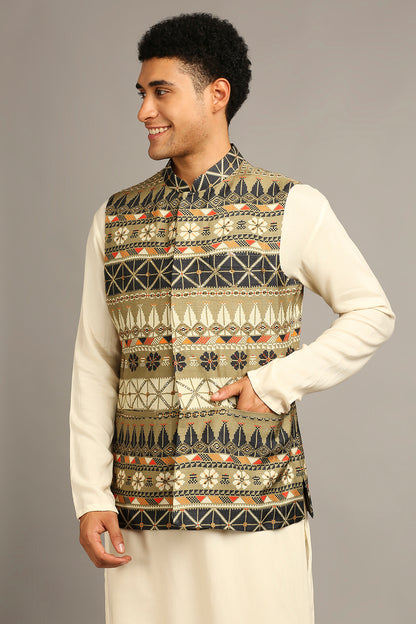 TIRAZ PRINTED BUNDI WITH KURTA SET